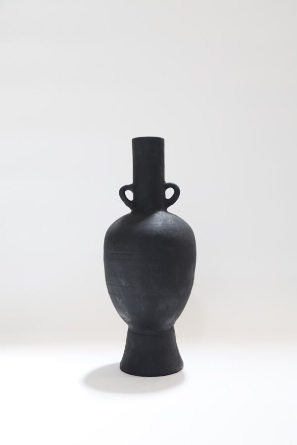 Matte Black Vase with Handles