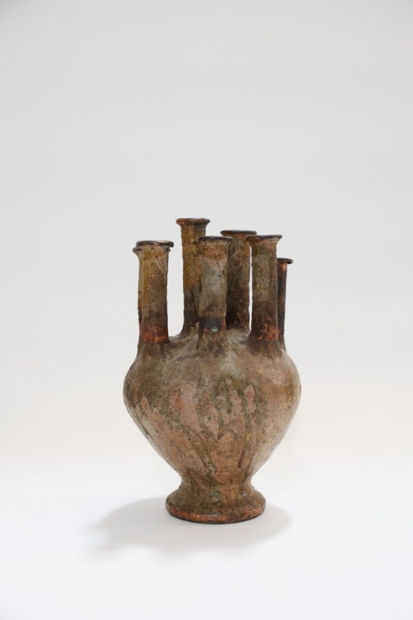 Distressed Candle Holder with Metal Detail