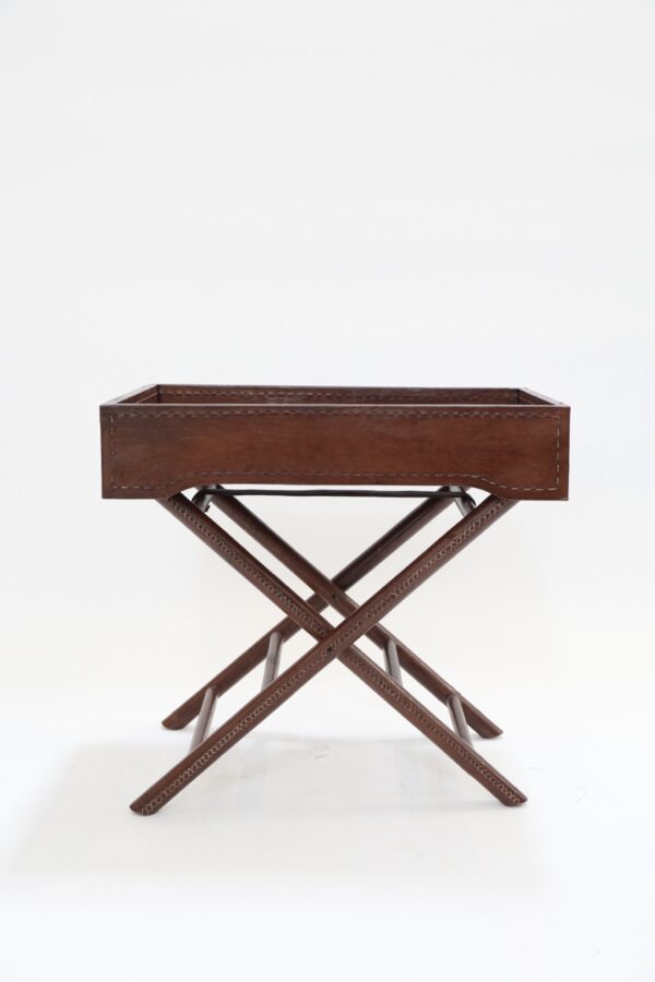 Distressed Leather Bar Cart