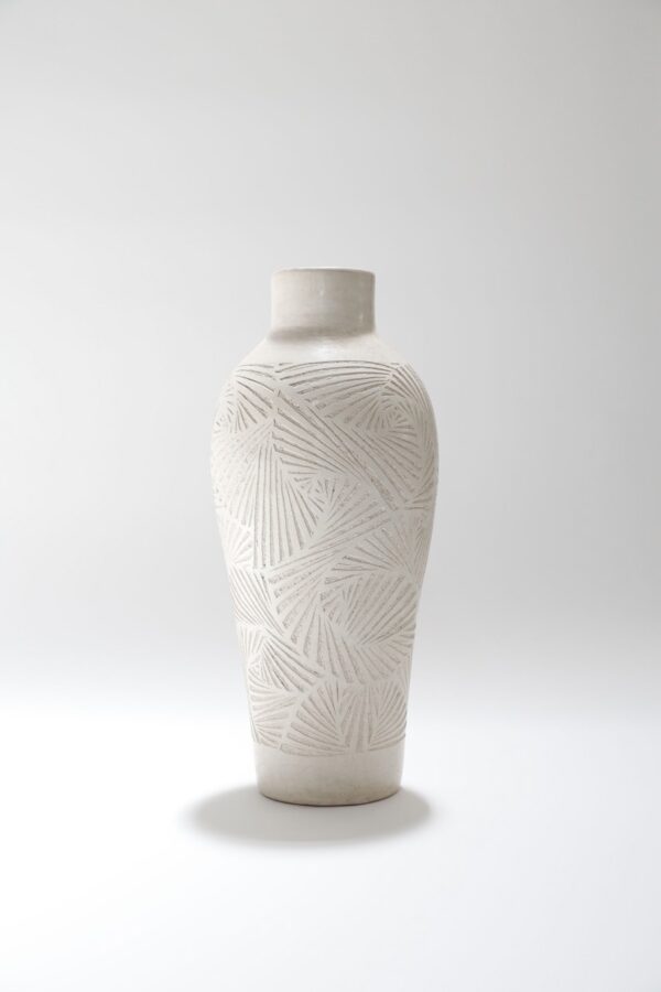 Cream Etched Tadelakt Vase 1