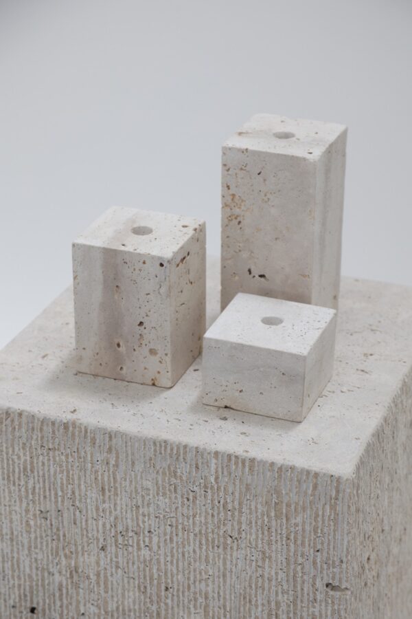 Trio of Travertine Candle Holders