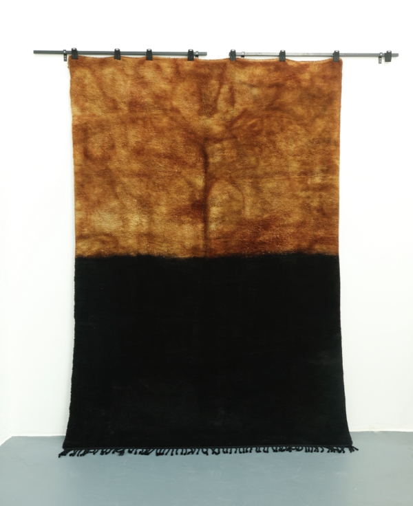 Amber and Black Berber Wool Rug