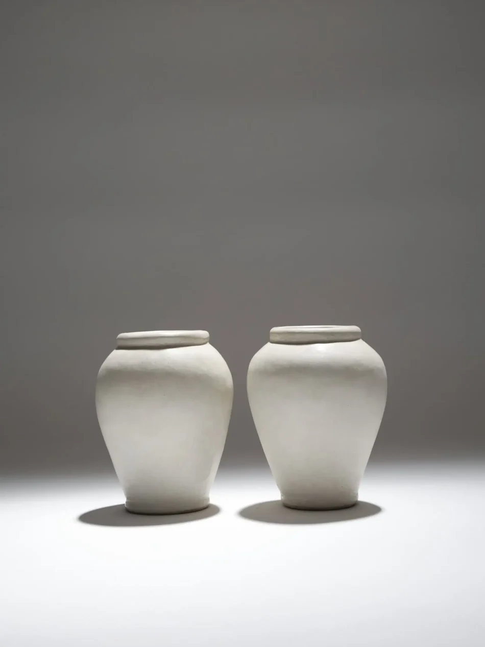 Small Cream Tadelakt Urn