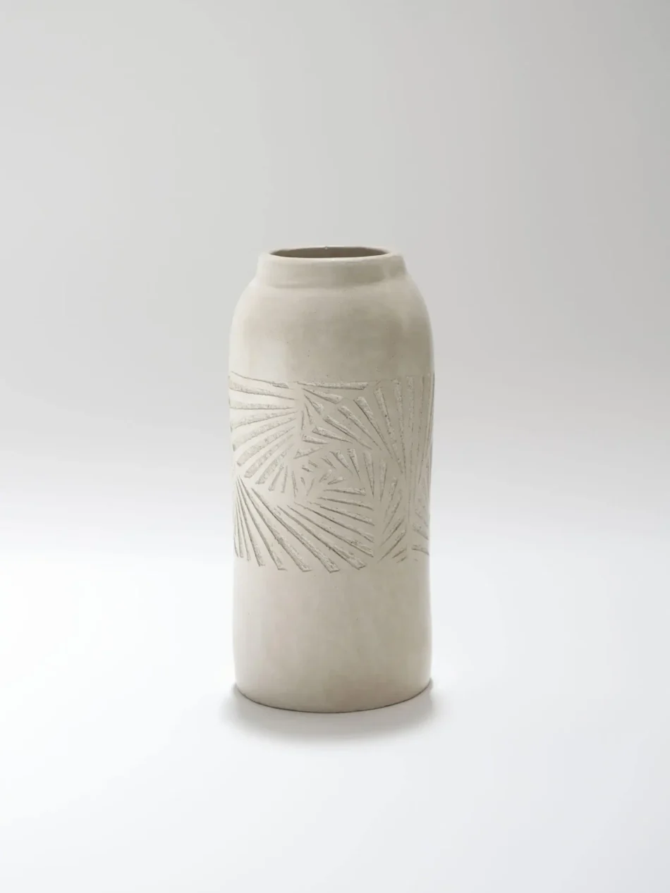 Cream Etched Tadelakt Vase 3