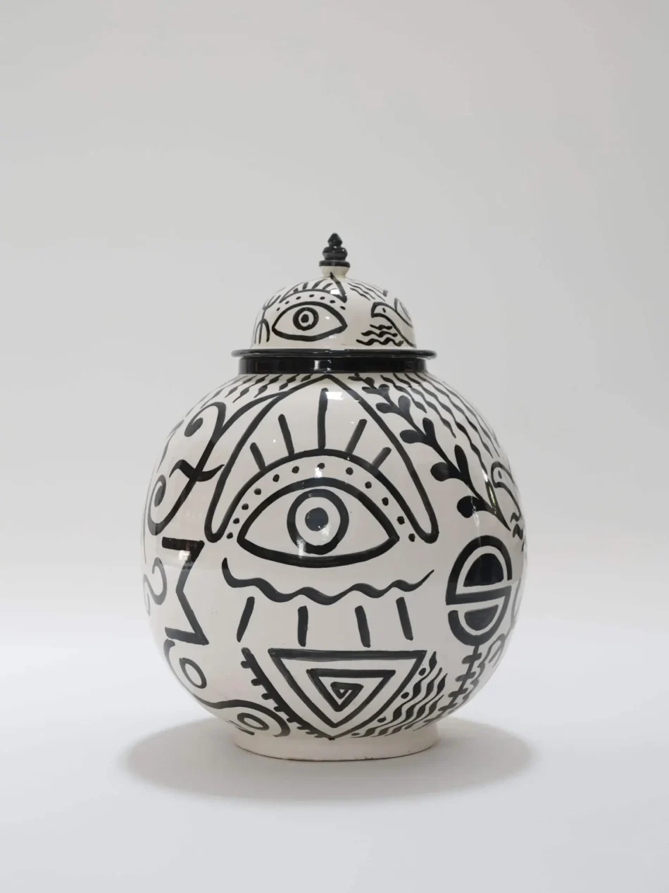 Large Handpainted Berber Jar with Lid