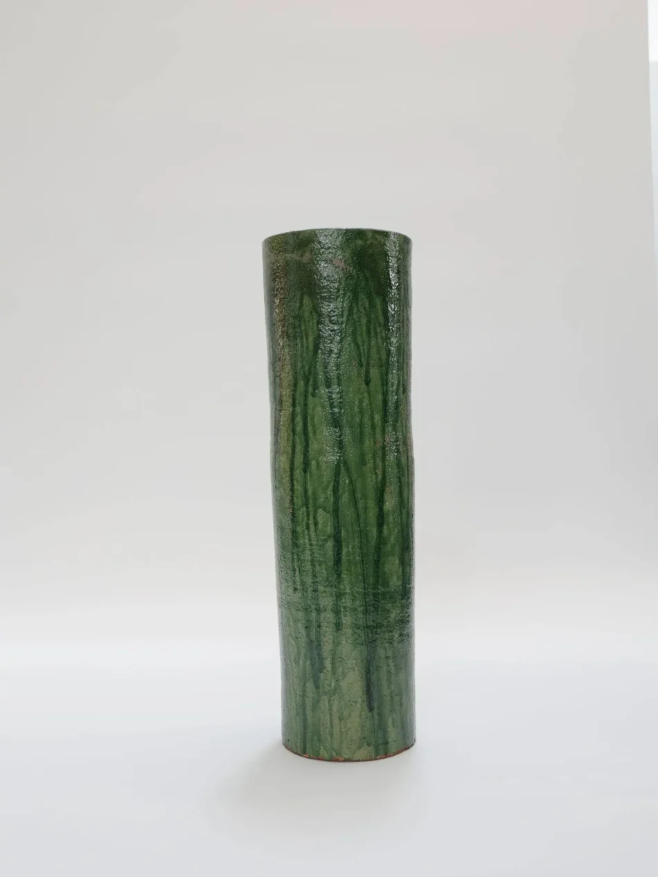 Tall Green Painted Vase