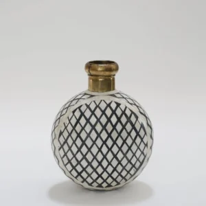 Vintage Bone and Resin Jar with Metal Detail