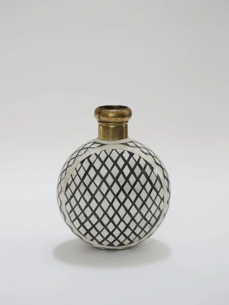 Vintage Bone and Resin Jar with Metal Detail