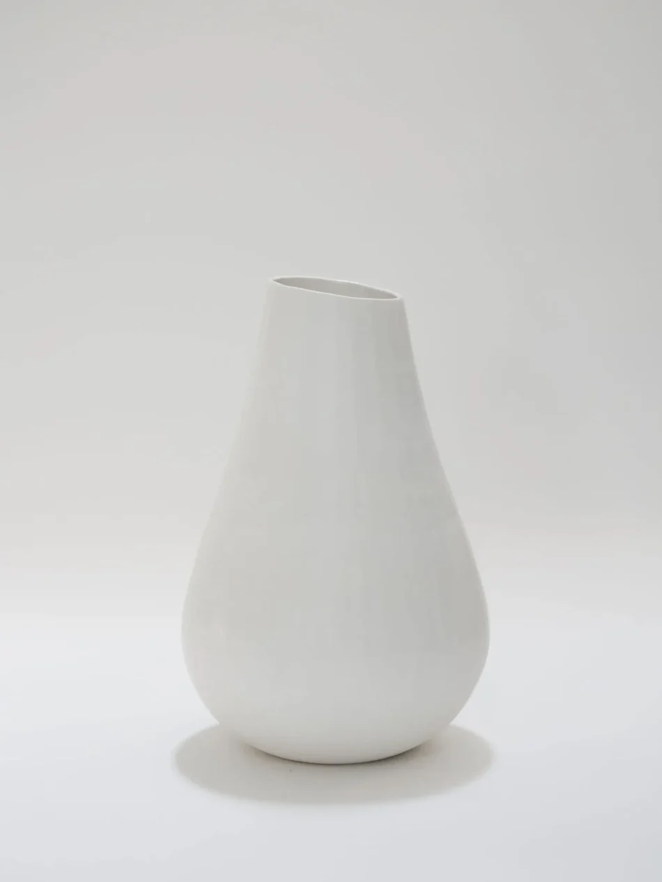 White Matte Vase with Glazed Interior
