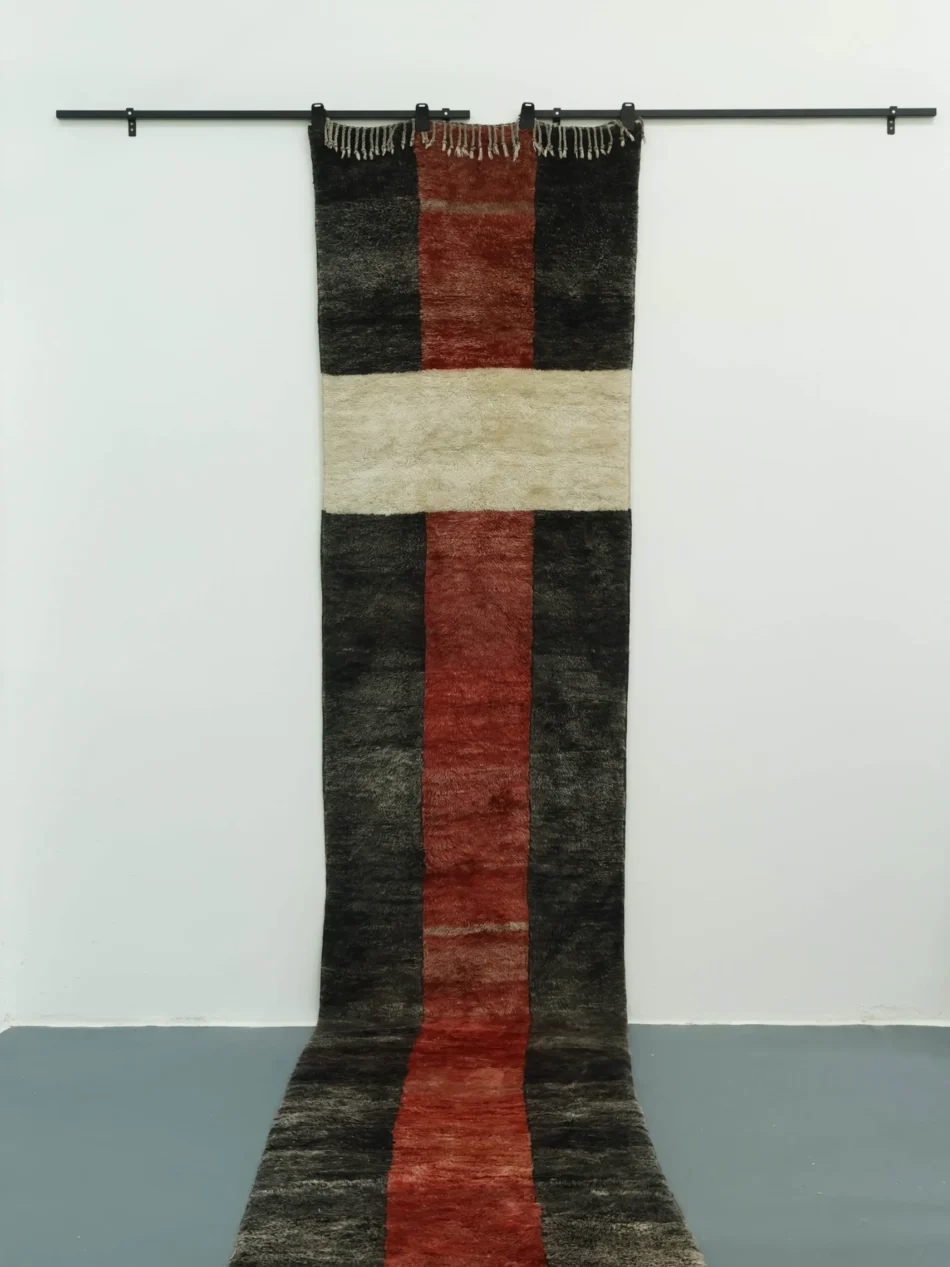 Black, White, and Red Wool Runner