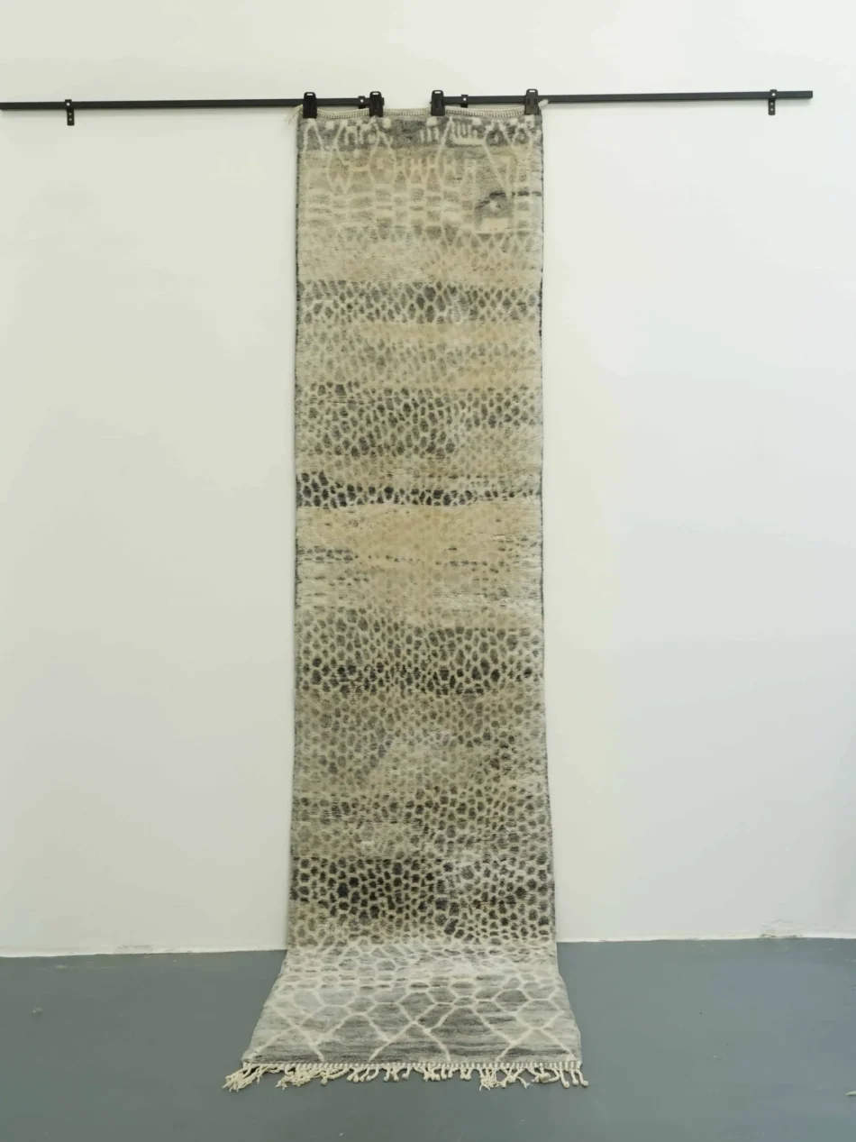 Grey and White Berber Wool Runner